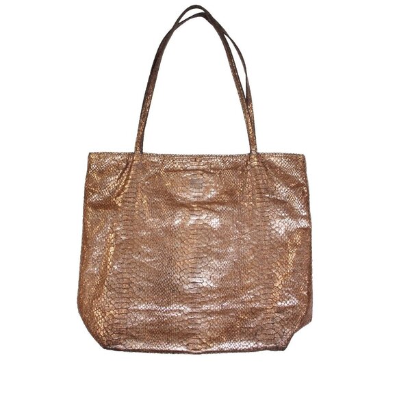 Fatto a Mano By Carlos Falchi Women's Faux Leather Vegan Snakeskin Print Tote - Picture 1 of 11